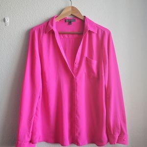 Hot Pink Button Up Blouse